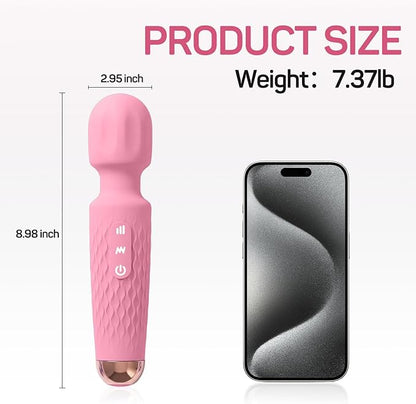 Personal Massager - 4H Max Runtime & Ultra-Quiet - Waterproof - 20 Modes 8 Speeds for Deep Tissue Back Massage, Post-Workout Recovery and Neck Muscle Relaxation（LX-Pink）