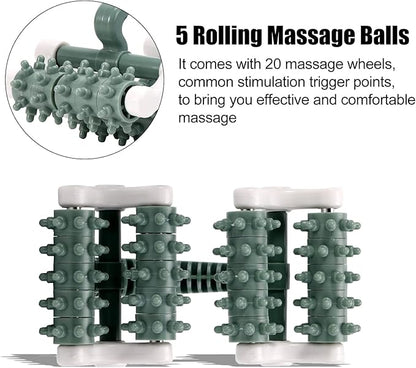 olelo Fascia Blaster, Fascia Blaster for Cellulite, Massage Roller with 20 Wheels for Deep Tissue Myofascial Release, Muscle Roller Stick Relieves Back, Neck, Leg Pain, Green