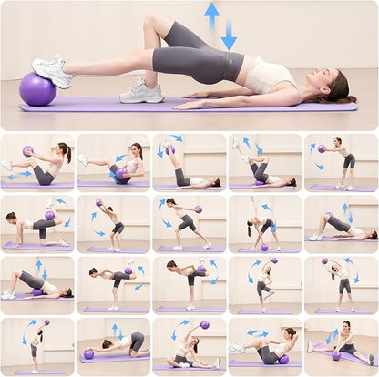Pilates Ring Fitness Circles Set, Dual Padded Handles Home Pilates Equipment Set for Women Includes 2 Pilates Ring, 2 Pilates Mini Ball, and 5 Resistance Bands at Home Pilates Workout Set