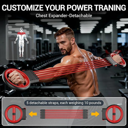 ADISTAR 3-IN-1 Multifunctional Rotator Burn Machine - 360° Spinning Arm Workout, Dumbbell & Adjustable Chest Expander, Forearm Exercise Equipment, Portable Home Gym with Resistance Band & Weight Stack