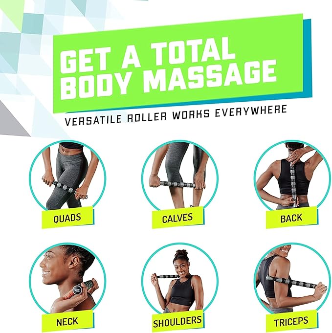 Elite Massage Roller Stick Targets Sore, Tight Leg Muscles to Prevent Cramps and Release Tension. It's Sturdy, Lightweight, Smooth Rolling and Thankfully This Lifesaver has Comfortable Handles.Green