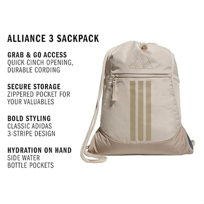 adidas Alliance Sackpack – Drawstring Backpack for Sports, Small Gym Bag
