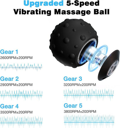 Upgraded 5-Gear Vibrating Massage Ball, Rechargable Massage Vibrating Ball for Fitness, Training, Therapy and Relaxation