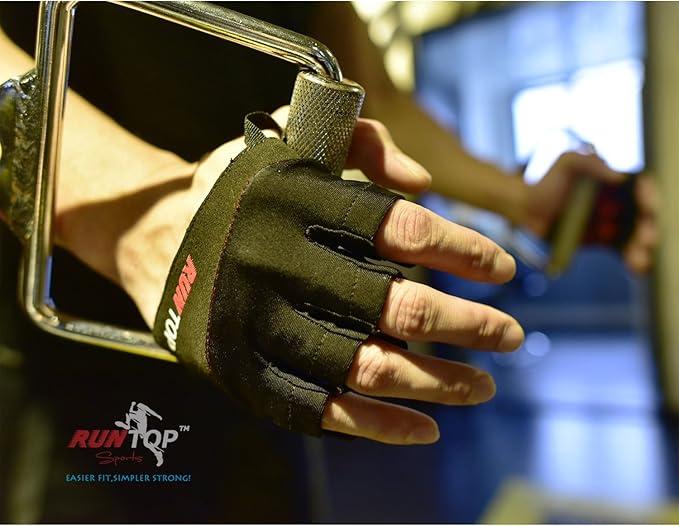 Workout Gloves Weight Lifting Grips with Silicon Padding by RUNTOP - Exercise Gloves Perfect for Women Men Cross Fitness Training WODS Weightlifting Bodybuilding Powerlifting Gym Fitness