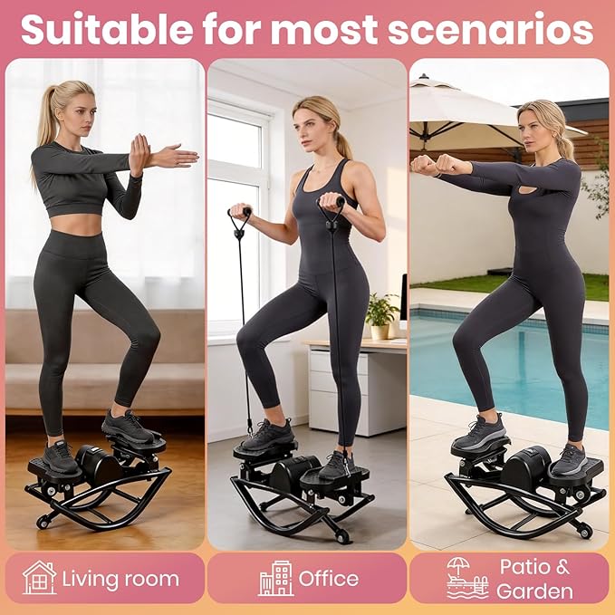 Steppers for Exercise at Home, Stepper Exercise Machine with 300 lbs Weight Capacity Abs Workout for Slim Waist and Core Ab Exercise, Noiseless Home Gym Equipment for Women Men
