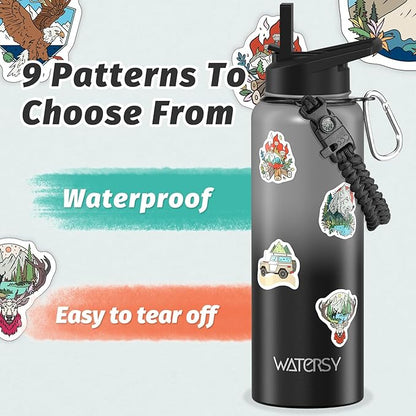 40oz Insulated Water Bottle (Cold for 48 Hrs),BPA Free&Leak Proof,Stainless Steel Water Flask,Water Jug with Straw Spout Lids for Gym,Hiking,Travel,Grey Black
