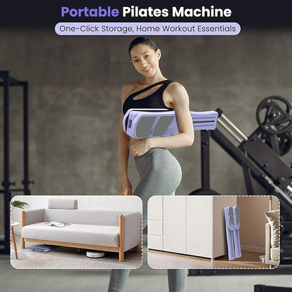 Pilates Board for Home Workout, 7-in-1 Portable Pilates Reformer Machine with LED Timer, Ab Workout Board Core Trainer, Home Gym Equipment for Men and Women 150KG Capacity