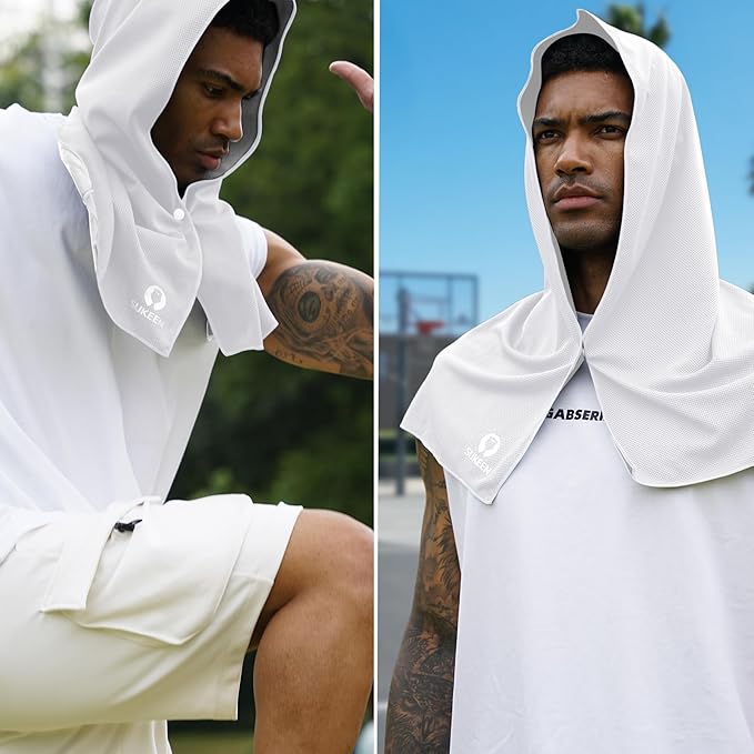 Sukeen Cooling Hoodie Towel, Cooling Towels for Neck and Face Quick Drying Absorbent, UV Protection Cooling Neck Wraps, Sport Workout Camping Cycling Cooling Towel