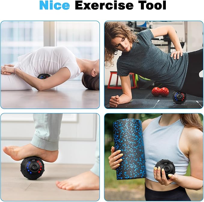 Upgraded 5-Gear Vibrating Massage Ball, Rechargable Massage Vibrating Ball for Fitness, Training, Therapy and Relaxation