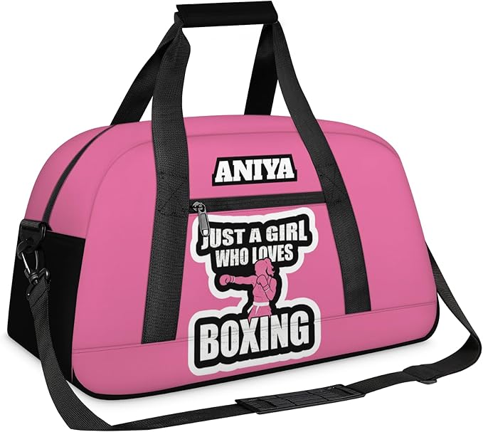 Custom Name Taekwondo Karate Duffle Bag for kids Girls - Personalized Martial Arts Gear Bag, Water-Resistant Sparring Equipment Bag, Boxing Pink
