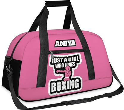 Custom Name Taekwondo Karate Duffle Bag for kids Girls - Personalized Martial Arts Gear Bag, Water-Resistant Sparring Equipment Bag, Boxing Pink