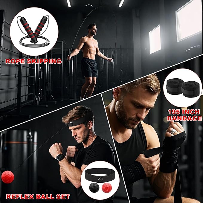 Punching Bag Set for Adults, 4FT Heavy Boxing Bag Set with 12 OZ Boxing Gloves, Suitable for MMA Karate Kickboxing Boxing Muay Thai Training at Home or Gym - Unfilled Heavy Bag