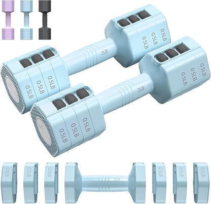 Sportneer Adjustable Dumbbells Hand Weights Set: 4 In 1 Weight Each 2lb 3lb 4lb 5lb Free Weights Dumbbells Set for Women Fast Adjust Dumbbell Set for Men Home Gym Workout Strength Training Exercise