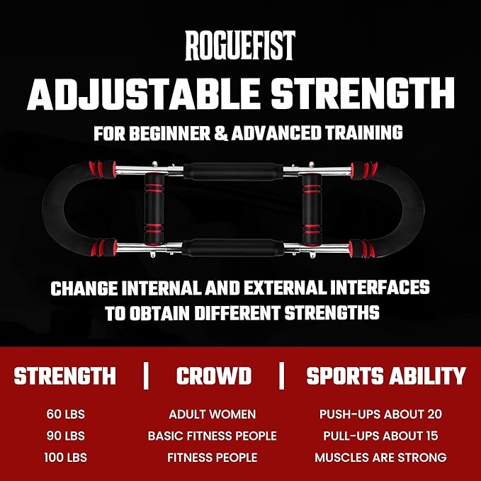 Twister Arm Trainer, Adjustable 3 Resistance Levels (60–100 lbs) Stainless Steel Arms Strengthener for Shoulders, Biceps Chest Workout Equipment with Added Silicone Gym Grip Pads