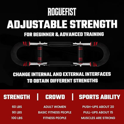 Twister Arm Trainer, Adjustable 3 Resistance Levels (60–100 lbs) Stainless Steel Arms Strengthener for Shoulders, Biceps Chest Workout Equipment with Added Silicone Gym Grip Pads