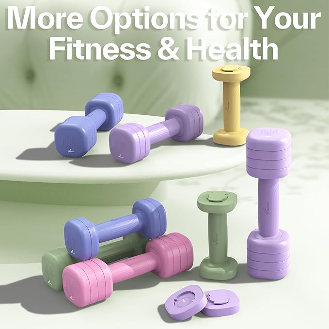 Adjustable Dumbbell Set of 2: Sportneer 4 in 1 Free Weights Dumbbells Set for Women, Hand Weights for Women at Home, Each 2lb 3lb 4lb 5lb Weights with Soft Rubber Handle for Home Gym Exercise Training
