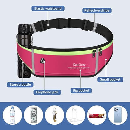Slim Running Belt Fanny Packs for Women & Men Runners Pouch Waist Pack Phone Holder Large Crossbody Runners Bag Gear Accessories for Running Hiking Traveling Sports Adjustable Strap