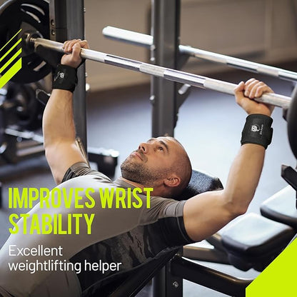 Slim Panda Wrist Wraps for Powerlifting & Weightlifting - Adjustable 18" Straps with Thumb Loops | Heavy Duty Wrist Support for Deadlift, Bench Press, Squats, 1 Pair