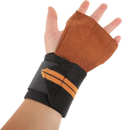 Weight Lifting Gloves for Men and Women Anti-Slip Brown Synthetic Leather Gym Workout Gloves with Wrist Support for Fitness Training and Weightlifting