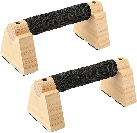 Wooden Parallettes Bars - Professional Solid Wood Push Up Stands for Calisthenics, Handstand & Planche Training at Home Gym, Non-Slip Grips for Wrist Comfort Pushup Handle for Strength Training