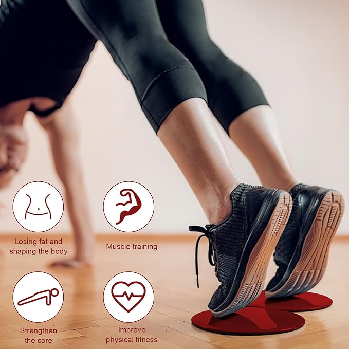 Upgrade Sport Core Sliders for Working Out - Dual Sided Glide Discs for Full Body Workout on Carpet or Hardwood Floor - Fitness & Home Exercise Equipment for Athletes