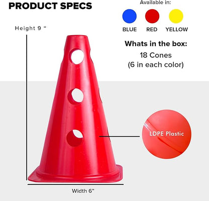 GSi Hurdle Training Cones | Multi Pack Sets | Dual Purpose Agility Cones with Holes | Ideal for Soccer, Kids, Dog, and Sports Training