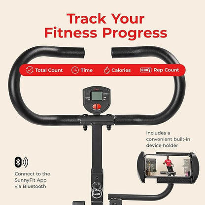 Sunny Health & Fitness Smart Heavy Duty Row-N-Ride, Squat Assist Trainer for Full Body Workout, 350 LB Capacity, 5-Level Resistance, Padded Seat, and Free SunnyFit App Connection – NO. 077PLUSSMART