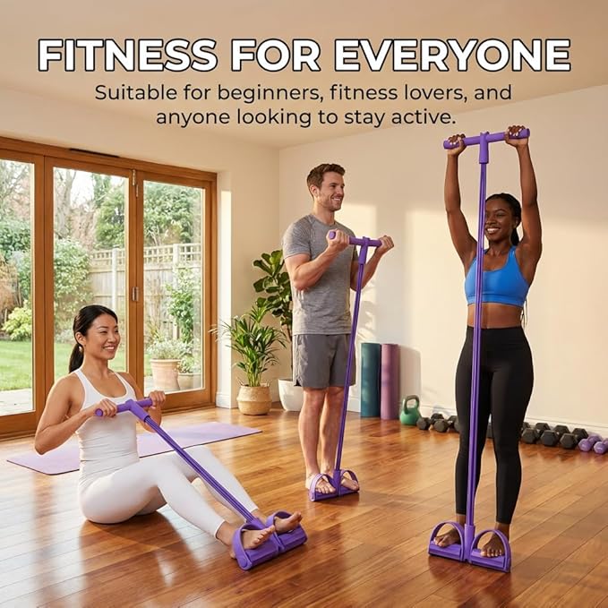 6-Tube Pedal Resistance Band with Handle, Sit up Pull Rope Trainer for Core Strength, Multifunction Portable Home Gym Workout Equipment, Abs Waist Leg Arm Training Fitness Tool