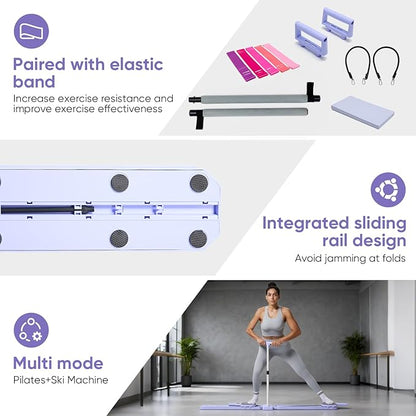 Prorobust Pilates Board, 9 in 1 Mini Plilates Reformer Set, Multifuncional Portable Pilates Reformers Board Kit for Home Gym Workout, Free Combination 100+ Exercise Mode