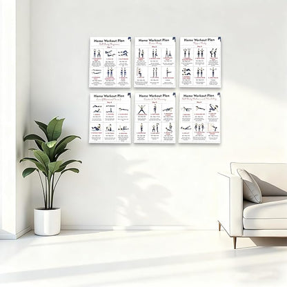 6-Pack Dumbbell Workout Posters for Beginners | Home Fitness Plan with Daily Exercise Routines for Weight Loss & Muscle Tone, Strength & Flexibility | Cycle Through Daily Guided Workouts | 8x10 Inch Charts (Deep Blue)