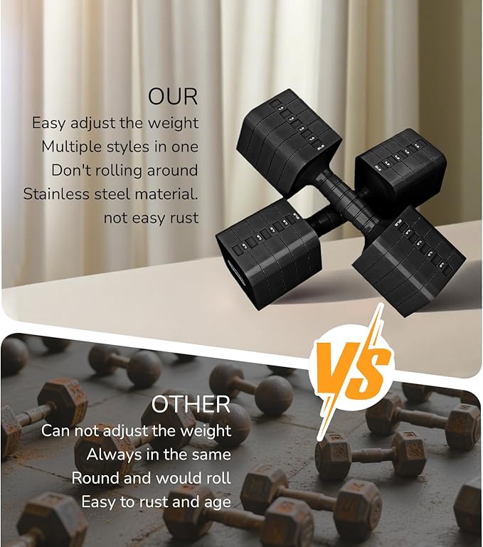 16LBS/20LBS Dumbbells Sets Adjustable Dumbbell Set Hand Weights for Women Men Free Weights Dumbbells Set Exercise Fitness dumbbell sets of 2 for Home Gym Workout Strength Training Equipments