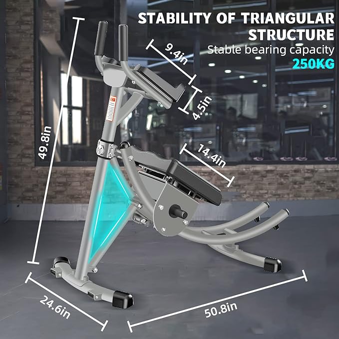 Ab Machine - Core Abdominal Trainers AB Workout Machine Home Gym Strength Training Foldable Fitness Equipment with LCD Monitor (Grey)
