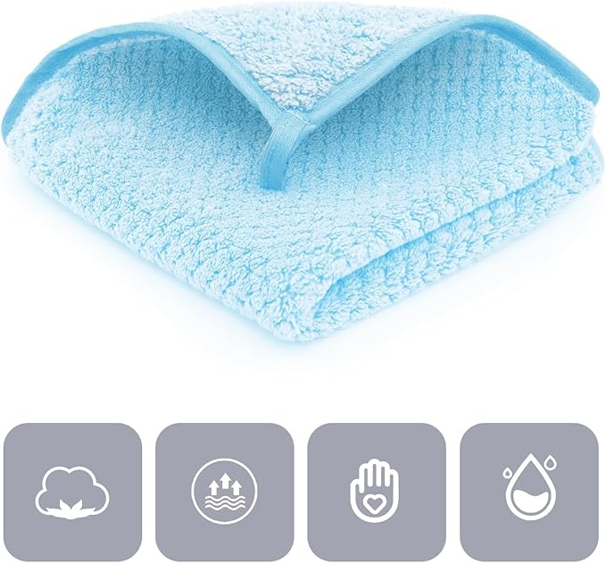 6 Pack Washcloth Set - Quick Drying & Absorbent Microfiber Gym Towels 13x13 inches - Lightweight & Thin Yoga Towels - Multi-Purpose Camping Towels for SPA, Hotel & Bathroom, Light Blue