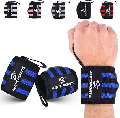 AQF Wrist Wraps for Weightlifting - USPA & IPL Approved 18" Gym Wrist Support with Thumb Loop - Heavy Duty Lifting Wrist Straps for Fitness, Workout, Powerlifting, & Bodybuilding (Pair)