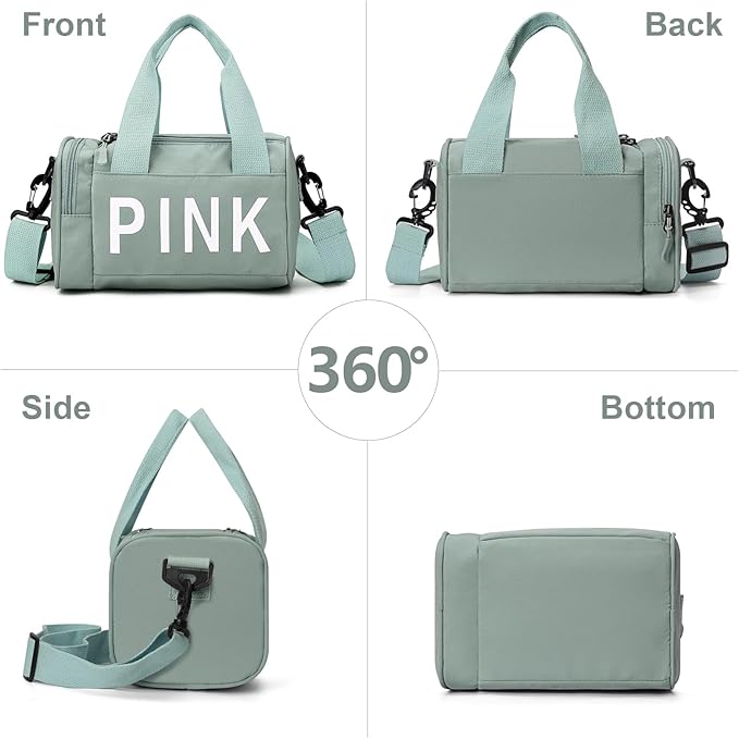 Mini Small Crossbody Bag Gym Bag for Women Men, Cute Small Duffle Bag Aesthetic Sports Handbag, Waterproof Gym Tote Bag Portable Fitness Shoulder Bag for Sports Travel (Green-a)