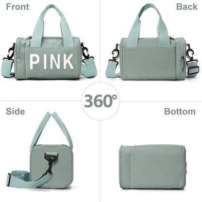 Mini Small Crossbody Bag Gym Bag for Women Men, Cute Small Duffle Bag Aesthetic Sports Handbag, Waterproof Gym Tote Bag Portable Fitness Shoulder Bag for Sports Travel (Green-a)