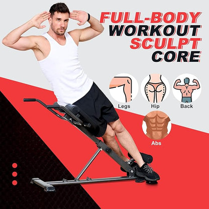 soges Adjustable Roman Chair Exercise Equipment, Foldable Fitness Hyperextension Bench Machine Back Extension Ab Workouts, Full Body Strength Exercise Sit Up Gym Bench for Home