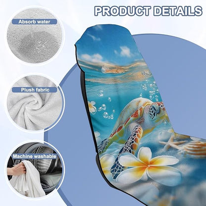 Bulopur Tropical Sea Turtle Beach Towel Soft Sand Free Sweatproof Car Seat Cover Towel for Yoga Mat Non-Slip Breathable Washable Sweat Towels Fits for SUV Sedan Truck