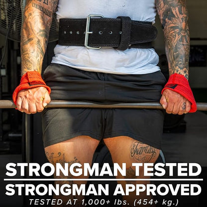 SERIOUS STEEL FITNESS Red Figure 8 Lifting Straps | Deadlift & Strongman Axle Straps - 3 Sizes