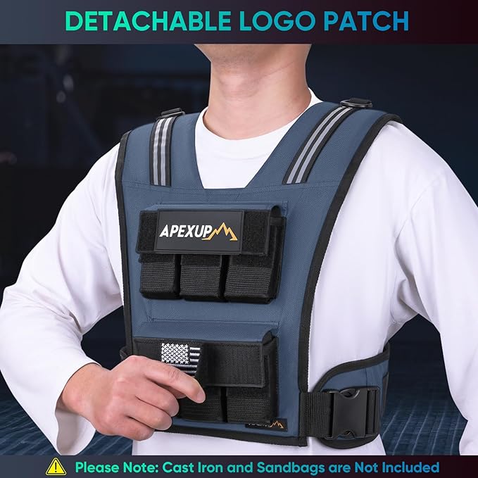 APEXUP Adjustable Weighted Vest Men 20lbs/30lbs/40lbs Weights with Reflective Stripe, Weight Vest Woman Workout Vest for Strength Training Running Walking