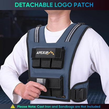 APEXUP Adjustable Weighted Vest Men 20lbs/30lbs/40lbs Weights with Reflective Stripe, Weight Vest Woman Workout Vest for Strength Training Running Walking