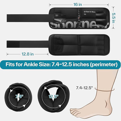 Sportneer Ankle Weights for Men Women Strength Training, 4/10 lbs Pair Leg Weights Set Comfortable and Soft Perfect for Dancing Running Walking Fitness Workout