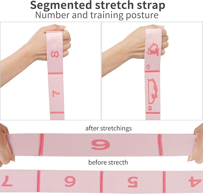 2 PCS Adjustable Extended Children's Stretching Straps with 8 Loops, Multi-Functional Elastic Stretch Bands for Gymnastics, Dance, Latin Training, Ballet, Exercise, Yoga