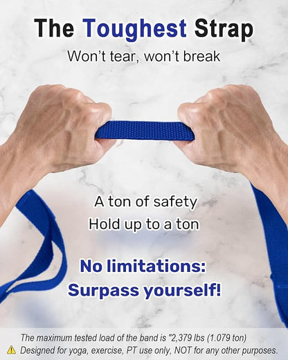 Tumaz Stretching Strap - 10 Loops & Non-Elastic Yoga Strap - Perfect Home Workout Stretch Strap for Physical Therapy, Yoga, Pilates, Flexibility