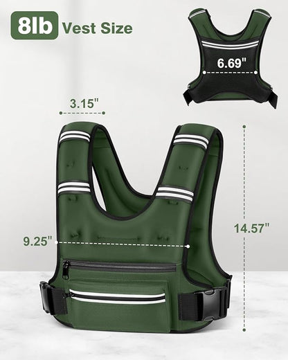 Weighted Vests for Women Men, 8 12 16 20 lb Weighted Vest with Storage Pockets, Rucking Vest with Reflective Stripe, Adjustable Straps Weight Vest for Running, Walking, Workout, Training