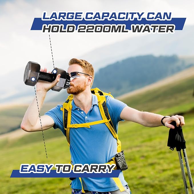 2 Pcs Christmas Dumbbell Water Bottle Gifts, 2.2 L / 75 oz Gym Workout Water Bottles Big Capacity Sports Gym Gift for Running Outdoors Cycling Camping Sports Lovers Men Women