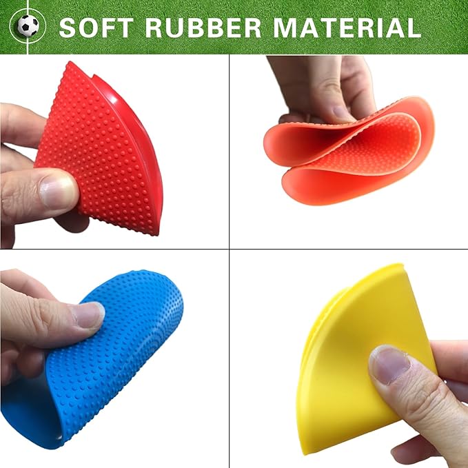 4 inch/9 Inch Colored Poly Spot Marker 12 Pcs, Non-Slip Rubber Agility Markers Flat Field Cones Floor Dots for Football, Basketball Training Markers, Dance Practice and Drills with Flat Cones Points