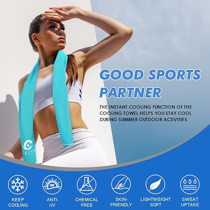 20 Pack Cooling Towels (47"x12") for Neck and Face, Ice Towel for Hot Weather, Soft Breathable Chilly Gym Towels, Microfiber Towel for Work Out, Yoga, Running, Camping & More Activities