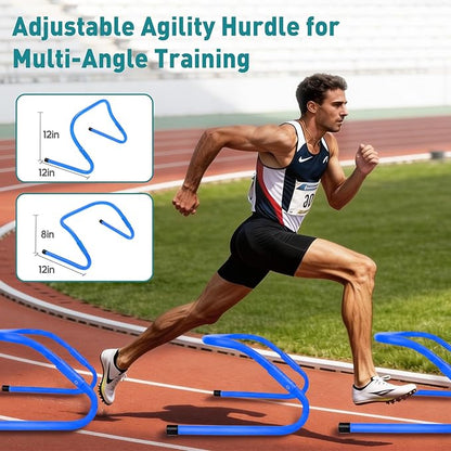 OLIXIS Soccer Agility Training Equipment Set- 20 ft Speed Ladder, 12 Soccer Cones, 4 Agility Hurdles, Jump Rope, Resistance Parachute Speed Training Equipment for Kids, Youth, Adults