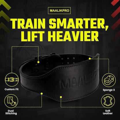 Weight Lifting Leather Belt with Adjustable Buckle, Gym, Workout & Weight Training - Weightlifting Belts for Men and Women